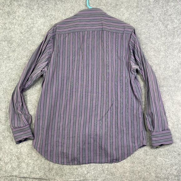 Robert Graham Shirt Mens Large Gray Purple Striped Long Sleeve Flip Cuff - Picture 10 of 10